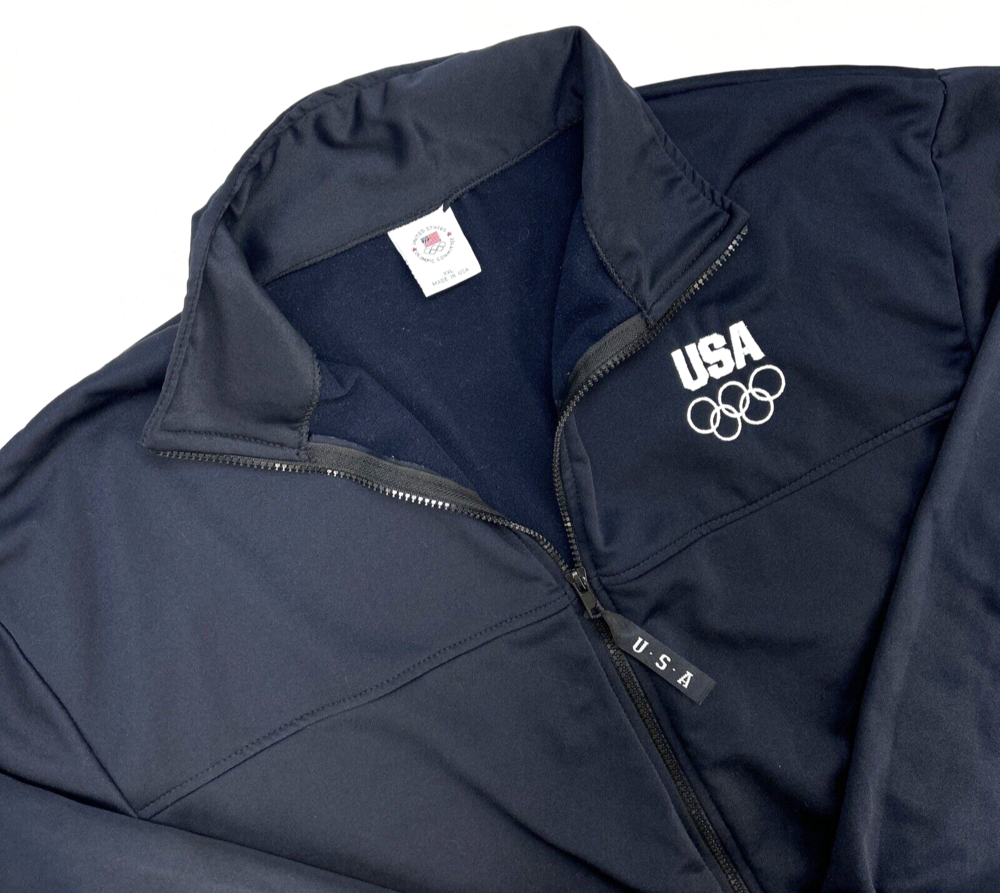 USA Olympic Full Zip Polyester Long Sleeve Activewear Men’s XXL Navy Blue